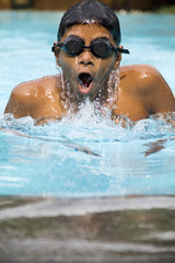 Portrait of a young male swimmer.
