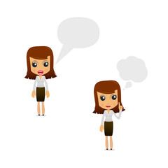 set of funny cartoon businesswoman