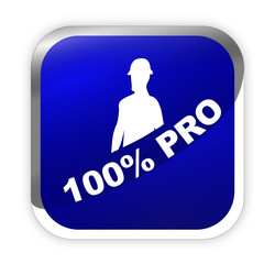 100 pour 100 pro sur bouton carré bleu