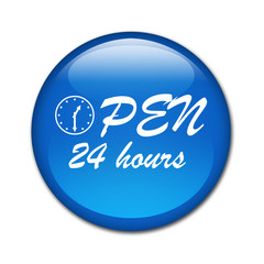 Boton billante OPEN 24 HOURS
