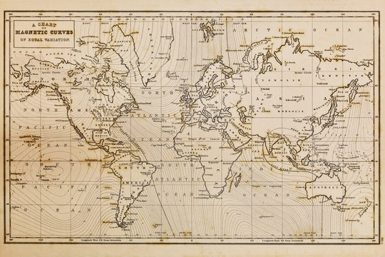 Fototapeta Stare ręcznie rysowane mapy świata w stylu vintage