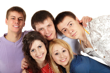 students happy group isolated on white