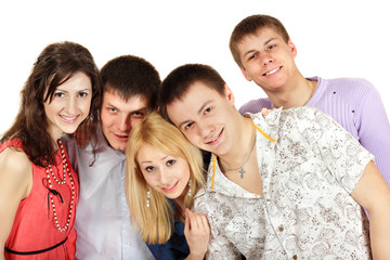 students happy group isolated on white