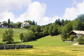 Chalets on the Renon Plateau  in Italian Tirol in Italy