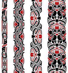 Haida style seamless pattern - obrazy, fototapety, plakaty