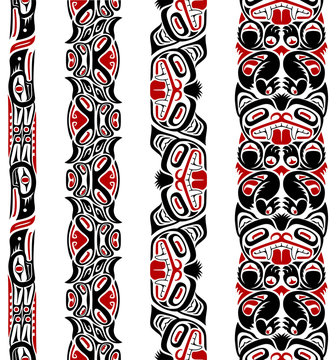 Naklejki Haida style seamless pattern