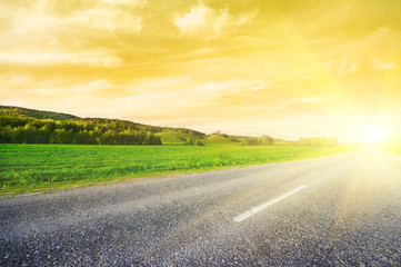 Rural road to sunrise