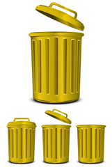 gold garbage isolated on white background