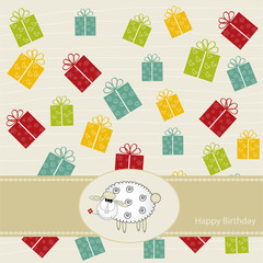 birthday greeting card with sheep