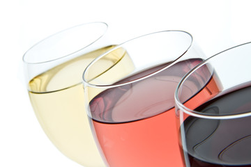 three wine glasses