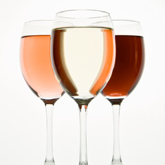 three wine glasses
