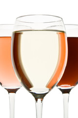 three wine glasses