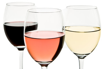 three wine glasses