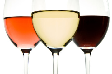 three wine glasses