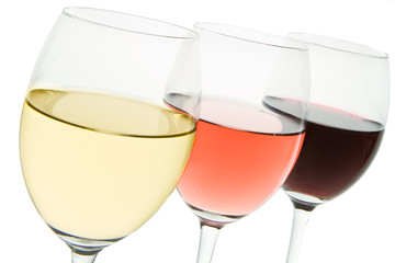 three wine glasses