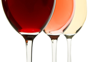 three wine glasses