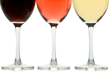 three wine glasses