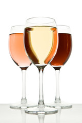 three wine glasses