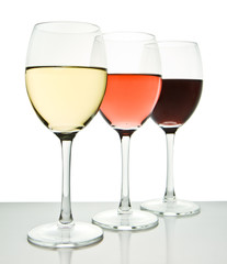 three wine glasses