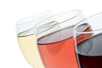 three wine glasses