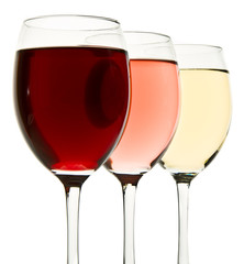 three wine glasses