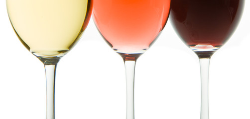 three wine glasses