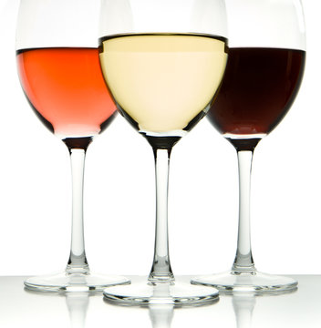 white rose and red wine glass set