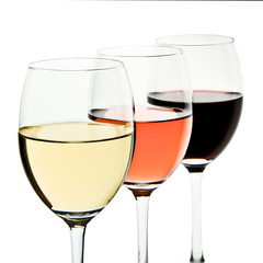 three wine glasses