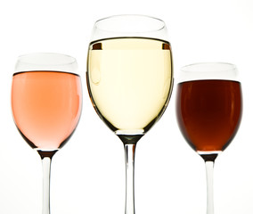 three wine glasses