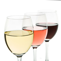 three wine glasses