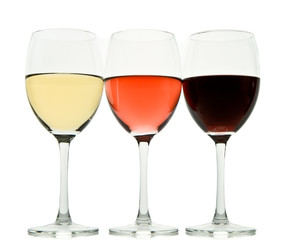 three wine glasses
