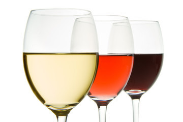 three wine glasses