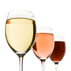 three wine glasses