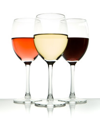 three wine glasses