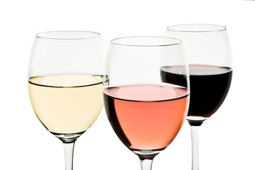 three wine glasses