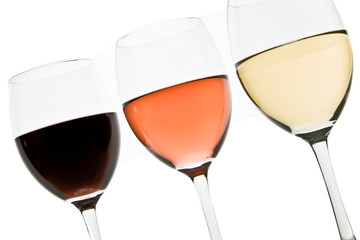three wine glasses