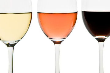 three wine glasses
