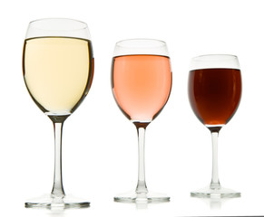 three wine glasses