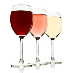 three wine glasses