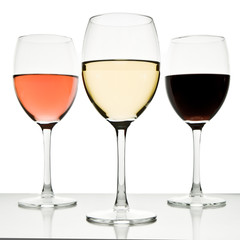 three wine glasses