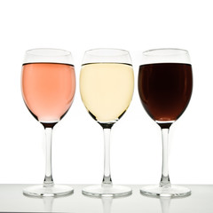 three wine glasses