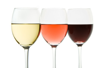 three wine glasses