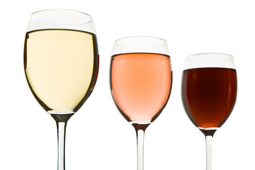 three wine glasses