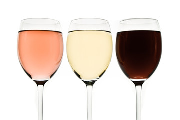 three wine glasses