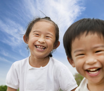 happy asian kids