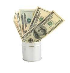 Photo of metal cans and dollars