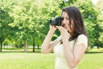girl photographer outdoor