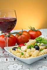 Pasta salad with mozzarella
