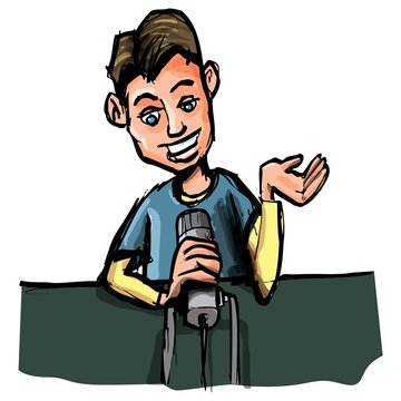 recommend clip art: Cartoon of young radio DJ
