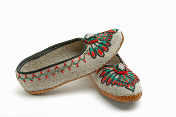 folk slippers from the Polish highlanders - obrazy, fototapety, plakaty